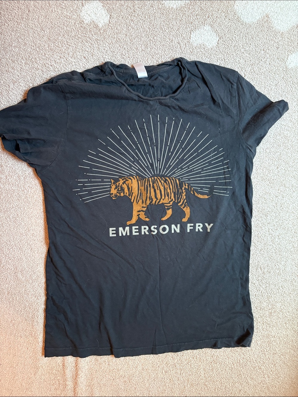 Emerson Fry Black Tee with Orange Tiger Graphic